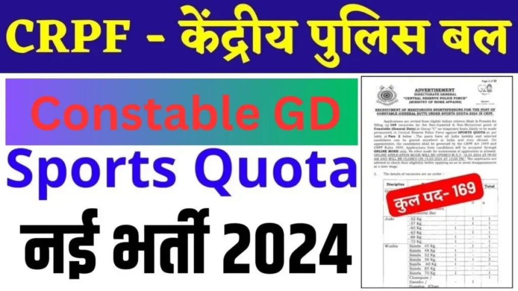 CRPF Constable GD Recruitment 2024 Online